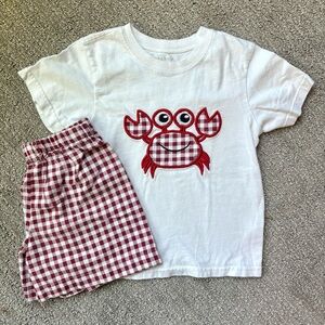 Boys Crab Embroided Short Sleeve Short Set 3t